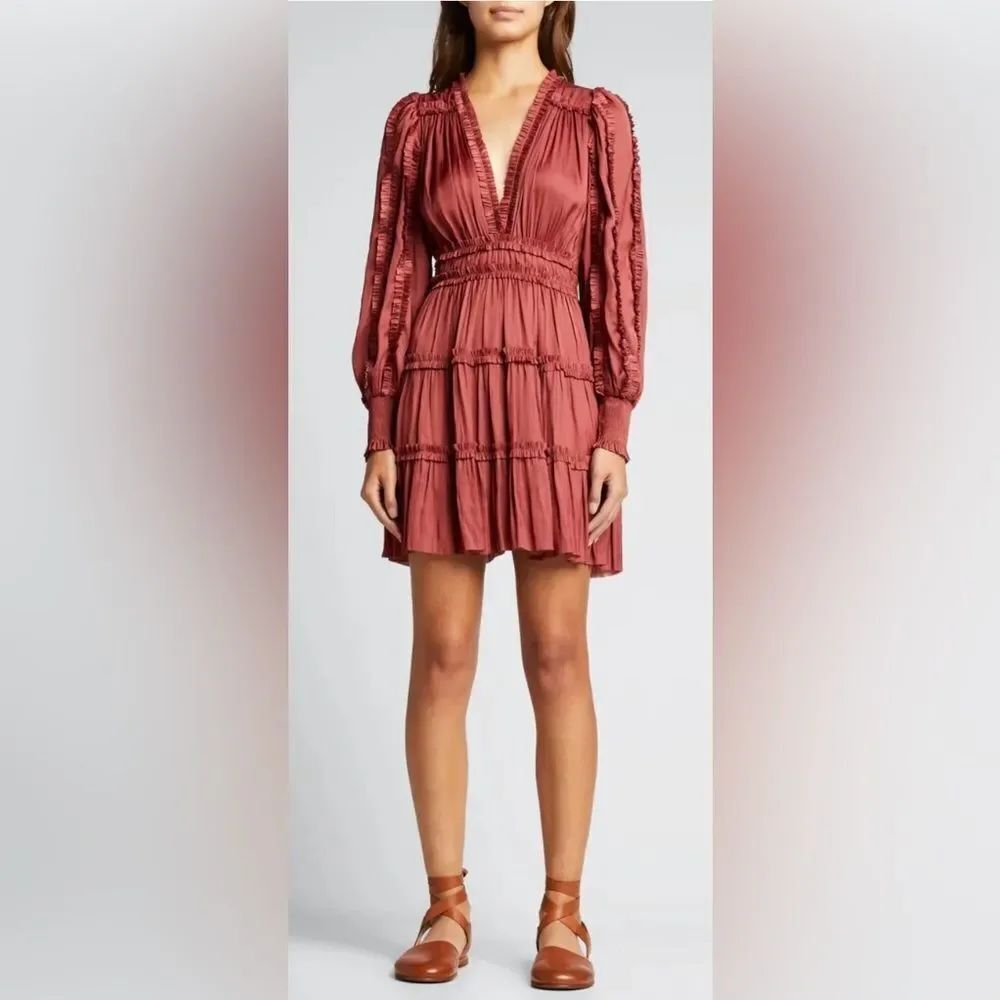 Ulla Johnson Terracotta Long Sleeve mini Dress, US0